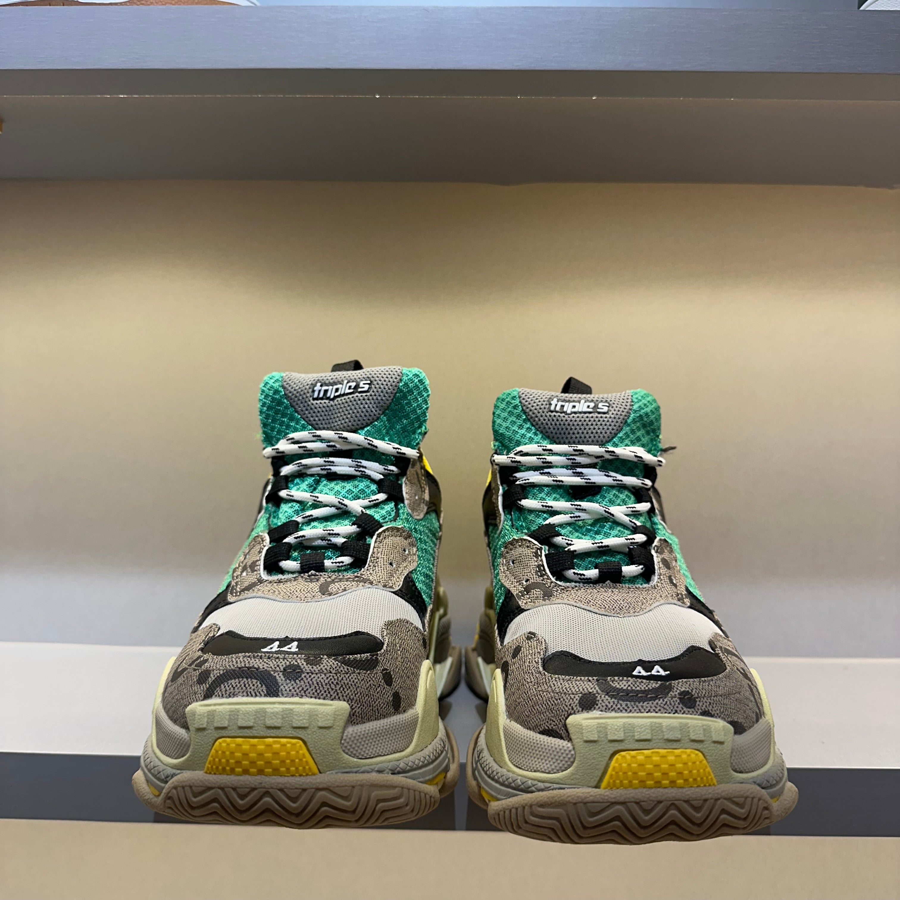 Gucci X Balenciaga The Hacker Project Triple S Beige Green Yellow (Pronta Entrega)