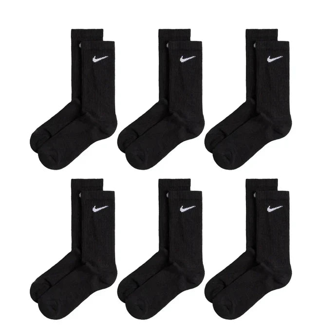 Meias Nike Everyday Cushioned Crew Socks 6 Pares Preto