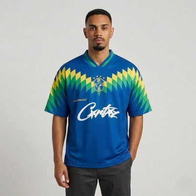 Camiseta Corteiz Futebol Brasil Azul