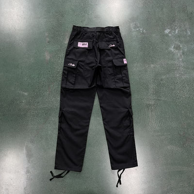 Calça Corteiz Cargo Preta e Rosa