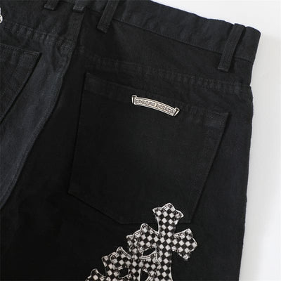 Calça Chrome Hearts Jeans Cross Patch Fleurknee