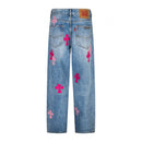 Calça Jeans Chrome Hearts Patches Cross Pink