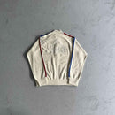 Jaqueta Corteiz Knit Zip Up Fleece Cream